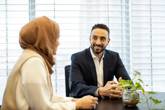 Business professionals having a discussion