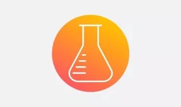 Orange gradient icon of a flask 