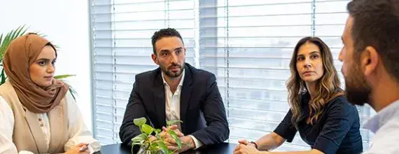 Diverse professionals in a business meeting
