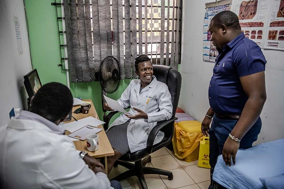 HCPs discussing and laughing