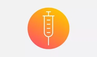Orange gradient icon of a syringe